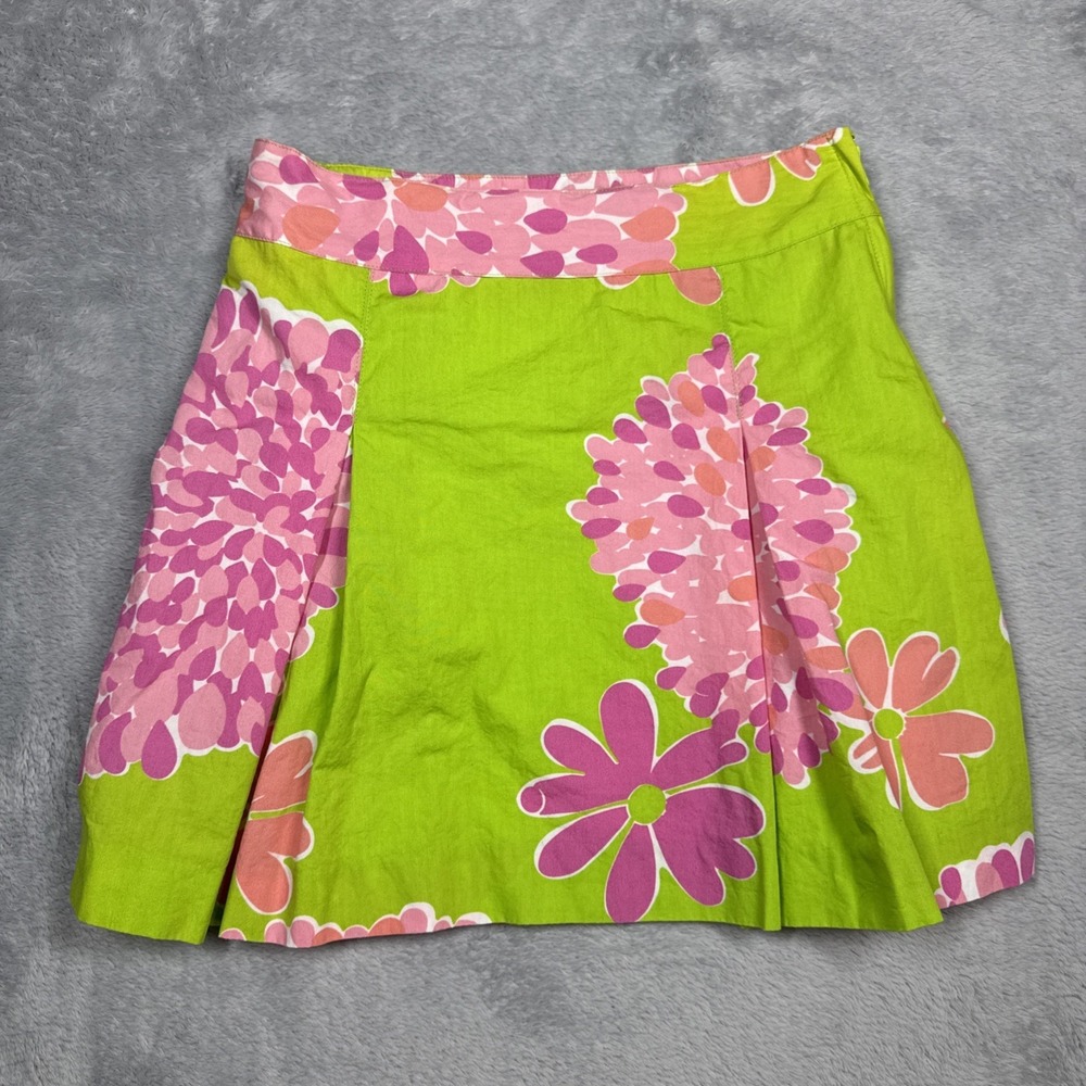 Lilly Pulitzer Shirt Girls 14 Green Pink Floral Lined Colorful